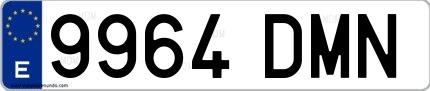 Ejemplo de matrícula de coche ordinaria 9964 DMN