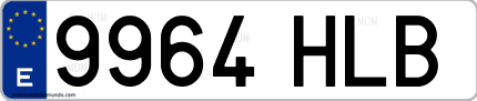 Ejemplo de matrícula de coche ordinaria 9964 HLB