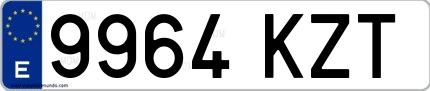 Ejemplo de matrícula española 9964 KZT