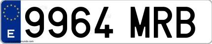 Ejemplo de matrícula de coche ordinaria 9964 MRB