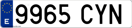 Ejemplo de matrícula de coche ordinaria 9965 CYN
