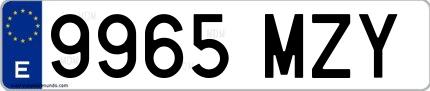 Ejemplo de matrícula española 9965 MZY