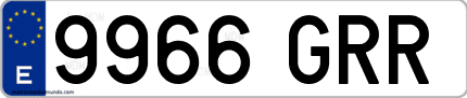 Ejemplo de matrícula de coche ordinaria 9966 GRR