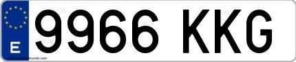 Ejemplo de matrícula española 9966 KKG