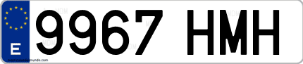 Ejemplo de matrícula de coche ordinaria 9967 HMH