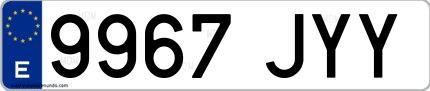 Ejemplo de matrícula española 9967 JYY