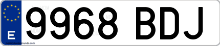 Ejemplo de matrícula de coche ordinaria 9968 BDJ