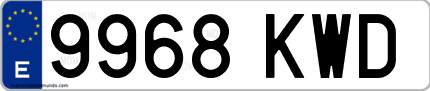 Ejemplo de matrícula de coche ordinaria 9968 KWD