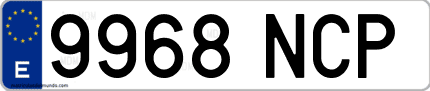 Ejemplo de matrícula de coche ordinaria 9968 NCP