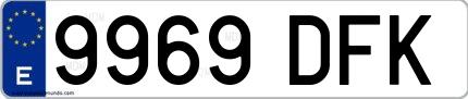 Ejemplo de matrícula española 9969 DFK