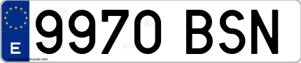 Ejemplo de matrícula de coche ordinaria 9970 BSN