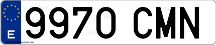 Ejemplo de matrícula de coche ordinaria 9970 CMN