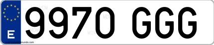 Ejemplo de matrícula española 9970 GGG
