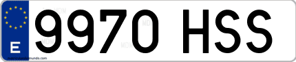 Ejemplo de matrícula de coche ordinaria 9970 HSS