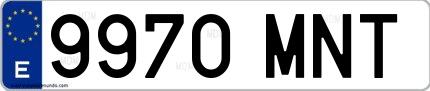 Ejemplo de matrícula española 9970 MNT