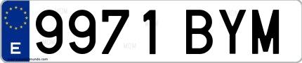 Ejemplo de matrícula española 9971 BYM