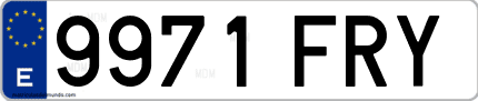 Ejemplo de matrícula de coche ordinaria 9971 FRY