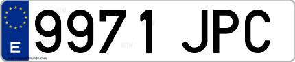 Ejemplo de matrícula de coche ordinaria 9971 JPC