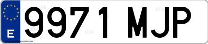 Ejemplo de matrícula española 9971 MJP
