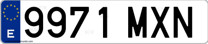 Ejemplo de matrícula de coche ordinaria 9971 MXN
