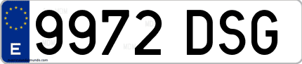 Ejemplo de matrícula de coche ordinaria 9972 DSG