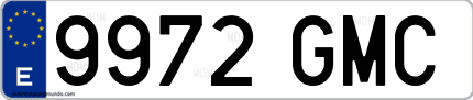 Ejemplo de matrícula de coche ordinaria 9972 GMC
