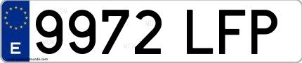 Ejemplo de matrícula de coche ordinaria 9972 LFP