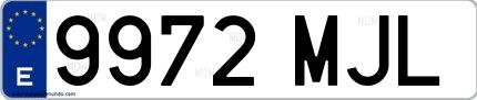 Ejemplo de matrícula española 9972 MJL