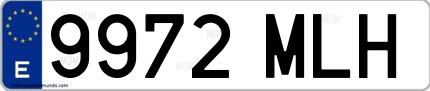 Ejemplo de matrícula española 9972 MLH