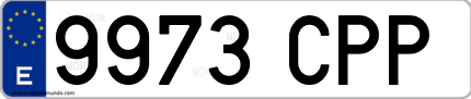 Ejemplo de matrícula de coche ordinaria 9973 CPP