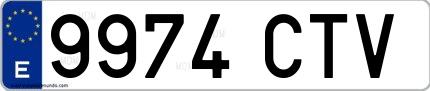 Ejemplo de matrícula española 9974 CTV