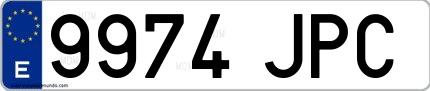 Ejemplo de matrícula española 9974 JPC