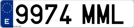 Ejemplo de matrícula española 9974 MML