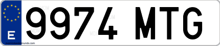 Ejemplo de matrícula de coche ordinaria 9974 MTG