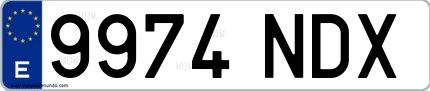 Ejemplo de matrícula española 9974 NDX