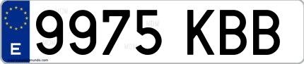 Ejemplo de matrícula española 9975 KBB