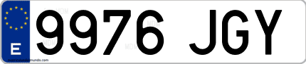Ejemplo de matrícula de coche ordinaria 9976 JGY