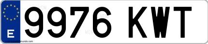 Ejemplo de matrícula española 9976 KWT