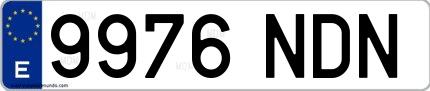 Ejemplo de matrícula española 9976 NDN