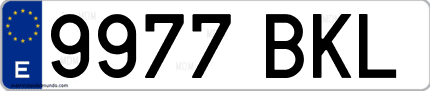 Ejemplo de matrícula de coche ordinaria 9977 BKL