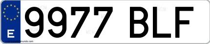 Ejemplo de matrícula española 9977 BLF