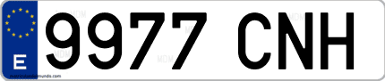 Ejemplo de matrícula de coche ordinaria 9977 CNH