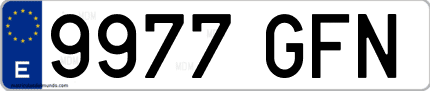Ejemplo de matrícula de coche ordinaria 9977 GFN