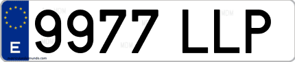 Ejemplo de matrícula de coche ordinaria 9977 LLP
