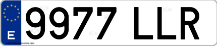 Ejemplo de matrícula de coche ordinaria 9977 LLR