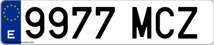 Ejemplo de matrícula de coche ordinaria 9977 MCZ