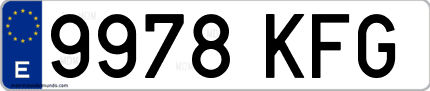 Ejemplo de matrícula de coche ordinaria 9978 KFG