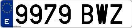 Ejemplo de matrícula de coche ordinaria 9979 BWZ