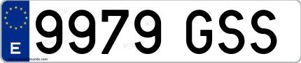 Ejemplo de matrícula española 9979 GSS