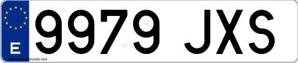 Ejemplo de matrícula española 9979 JXS